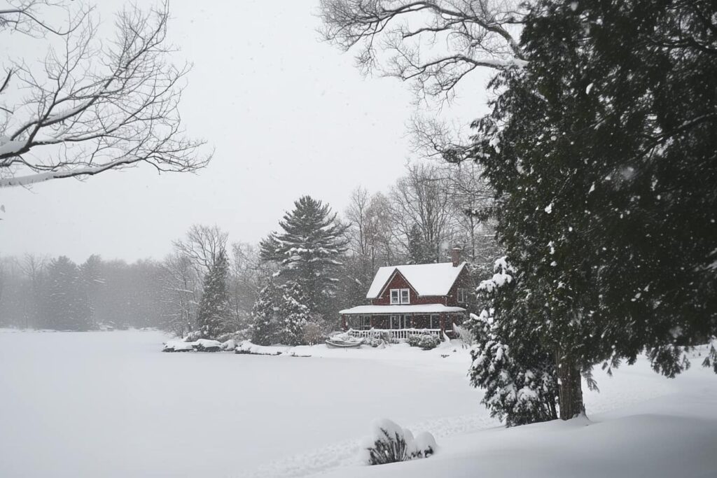 year round cottage on a snowy day